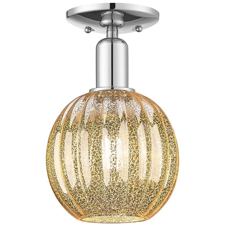 Image 1 Preston 7"W Polished Chrome Semi-Flush Mount With Mercury Globe Shade