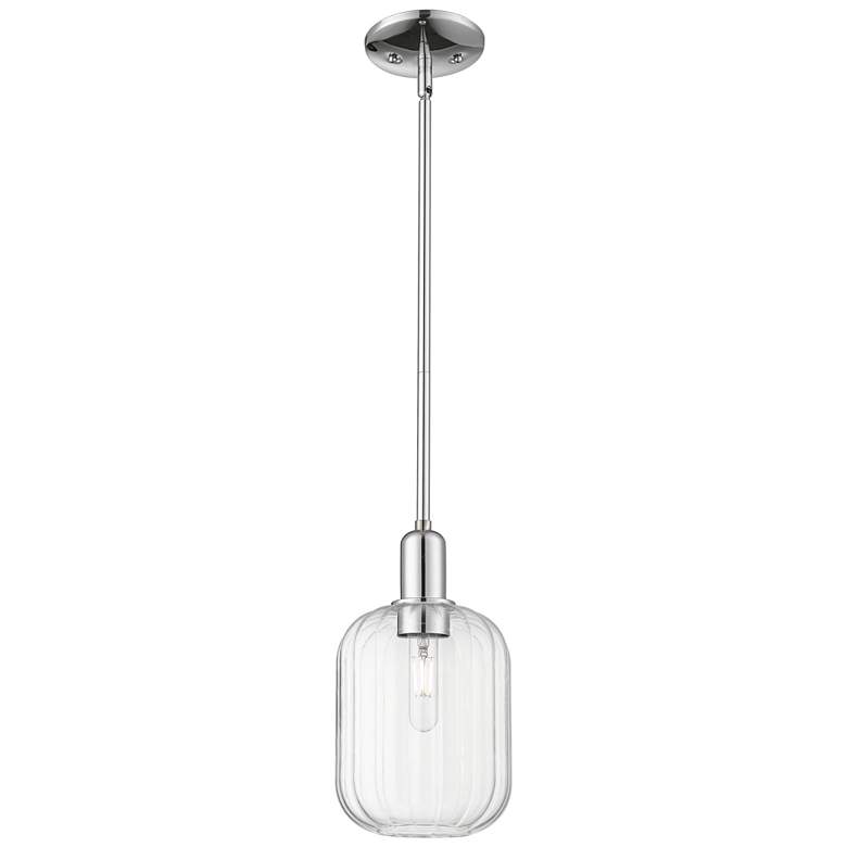 Image 1 Preston 7"W Polished Chrome Stem Hung Mini Pendant With Clear Jar Shade