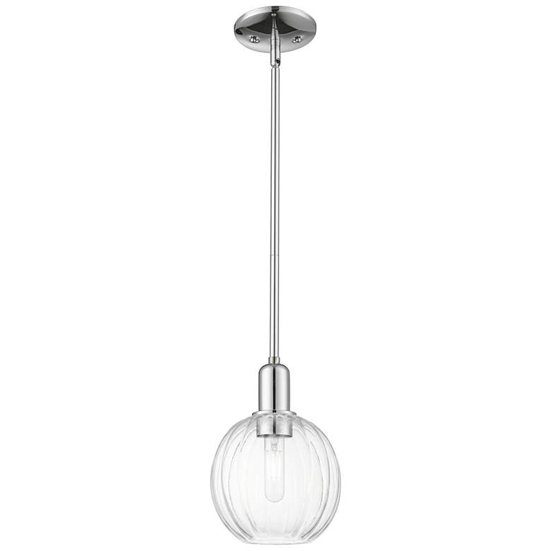 Image 1 Preston 7"W Polished Chrome Stem Mini Pendant With Clear Globe Shade