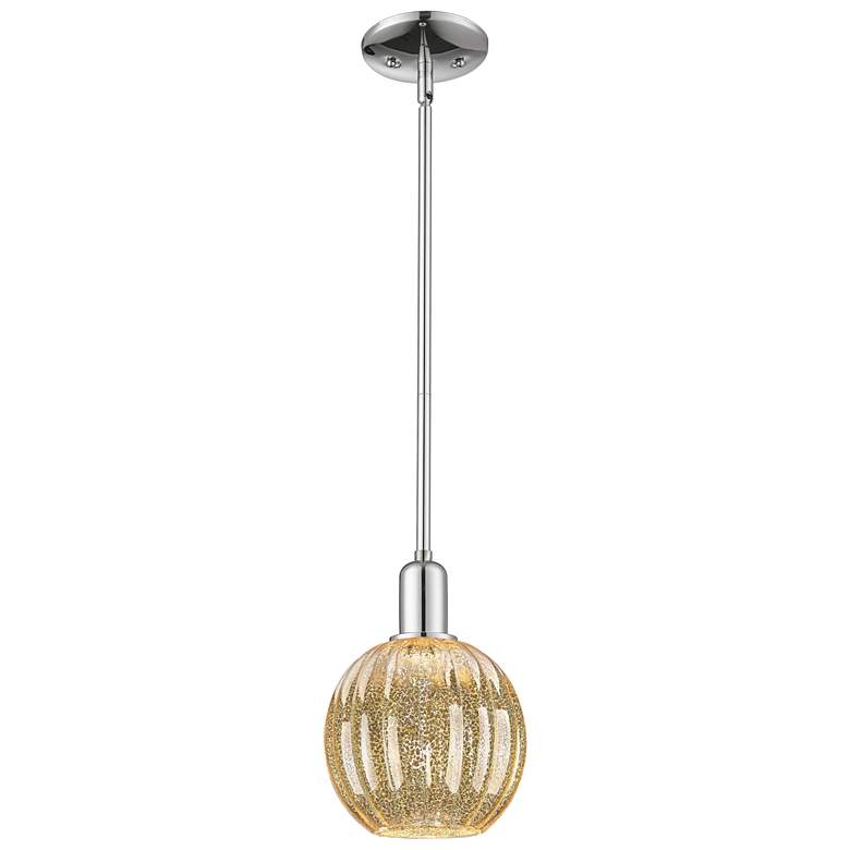 Image 1 Preston 7"W Polished Chrome Stem Mini Pendant With Mercury Globe Shade