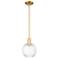 Preston 7"W Satin Gold Stem Hung Mini Pendant With Clear Globe Shade