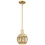 Preston 7"W Satin Gold Stem Hung Mini Pendant With Mercury Globe Shade