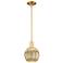 Preston 7"W Satin Gold Stem Hung Mini Pendant With Mercury Globe Shade