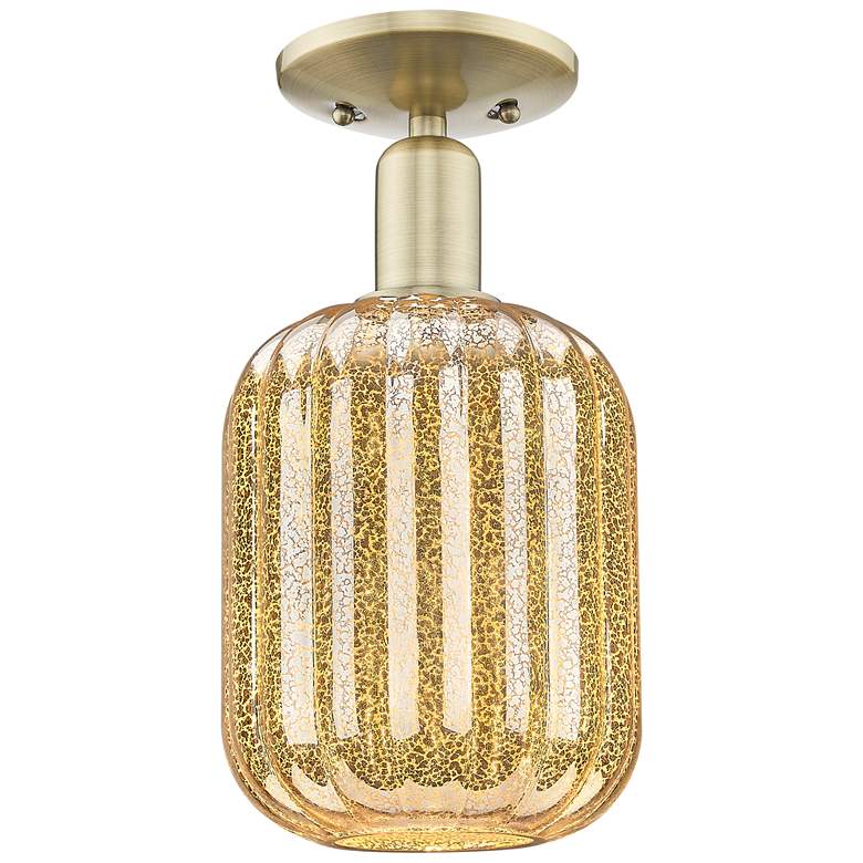 Image 1 Preston 7" Wide Antique Brass Semi-Flush Mount With Mercury Jar Shade