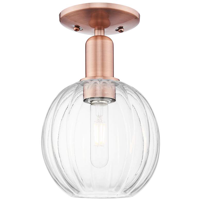 Image 1 Preston 7" Wide Antique Copper Semi-Flush Mount With Clear Globe Shade
