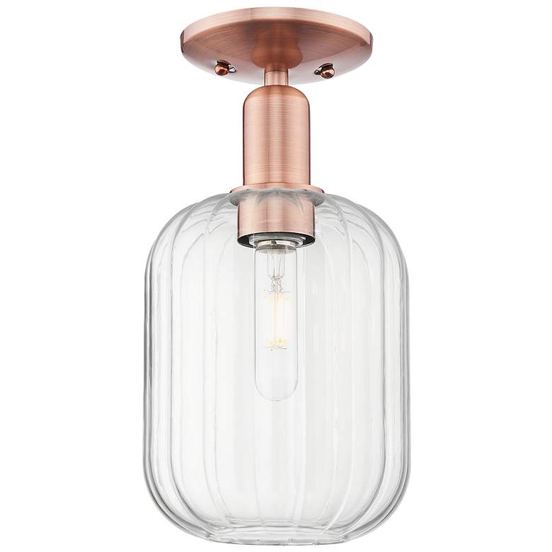 Image 1 Preston 7" Wide Antique Copper Semi-Flush Mount With Clear Jar Shade