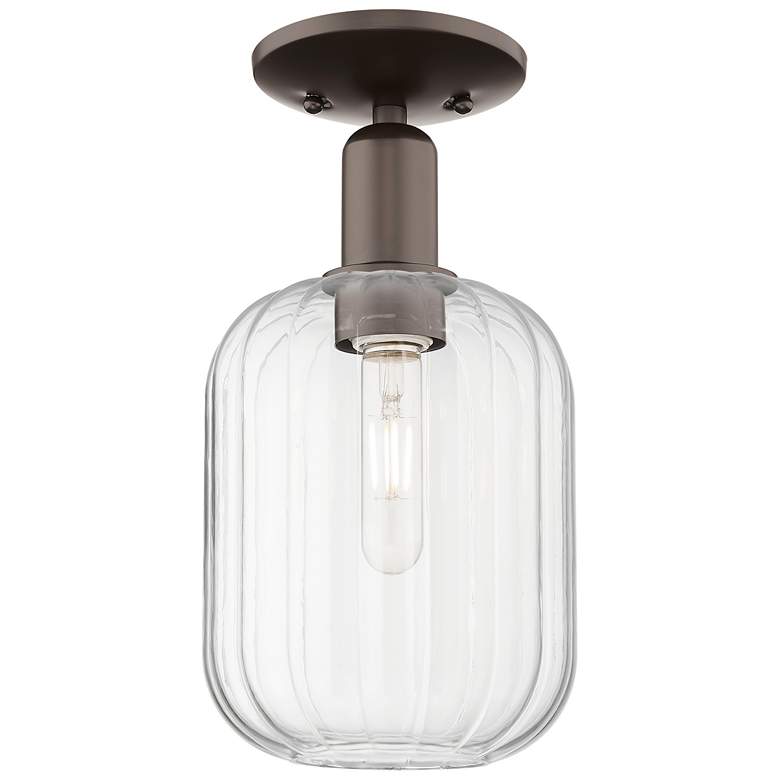 Image 1 Preston 7" Wide Oil Rubbed Bronze Semi-Flush Mount With Clear Jar Shade