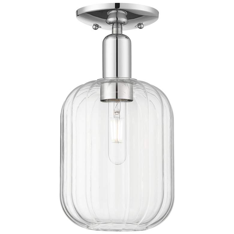 Image 1 Preston 7" Wide Polished Chrome Semi-Flush Mount With Clear Jar Shade