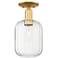 Preston 7" Wide Satin Gold Semi-Flush Mount With Clear Jar Shade