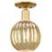 Preston 7" Wide Satin Gold Semi-Flush Mount With Mercury Globe Shade