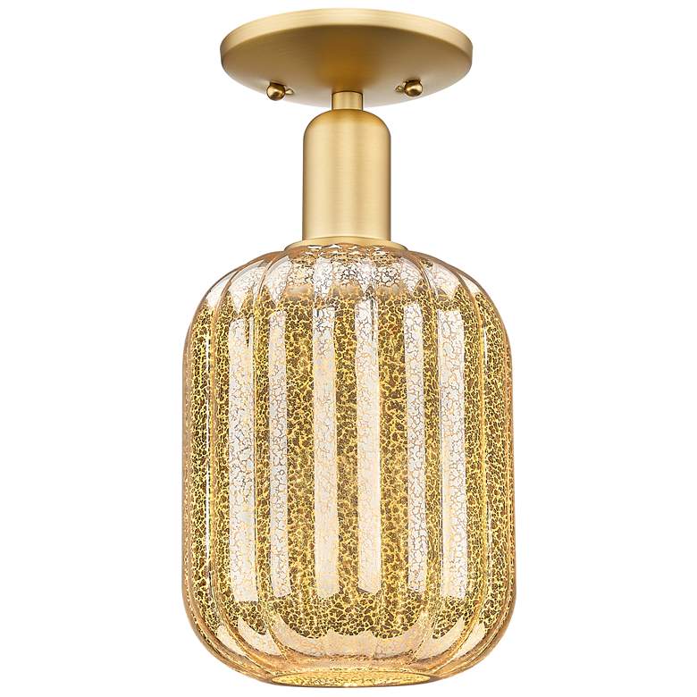 Image 1 Preston 7" Wide Satin Gold Semi-Flush Mount With Mercury Jar Shade
