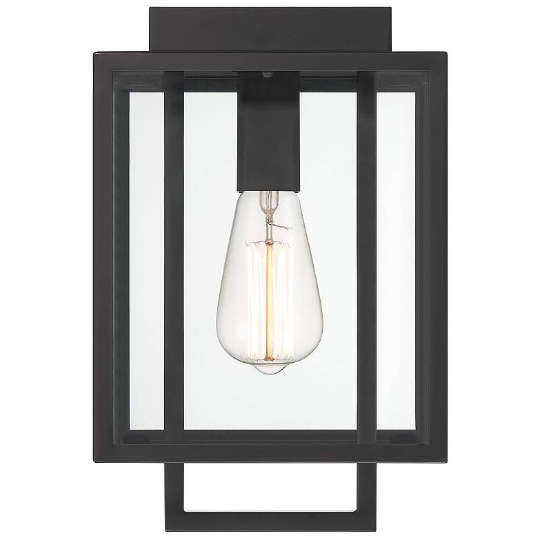Image 1 Preston 8 in. 1-Light Matte Black Modern Outdoor Flush Mount with Glass