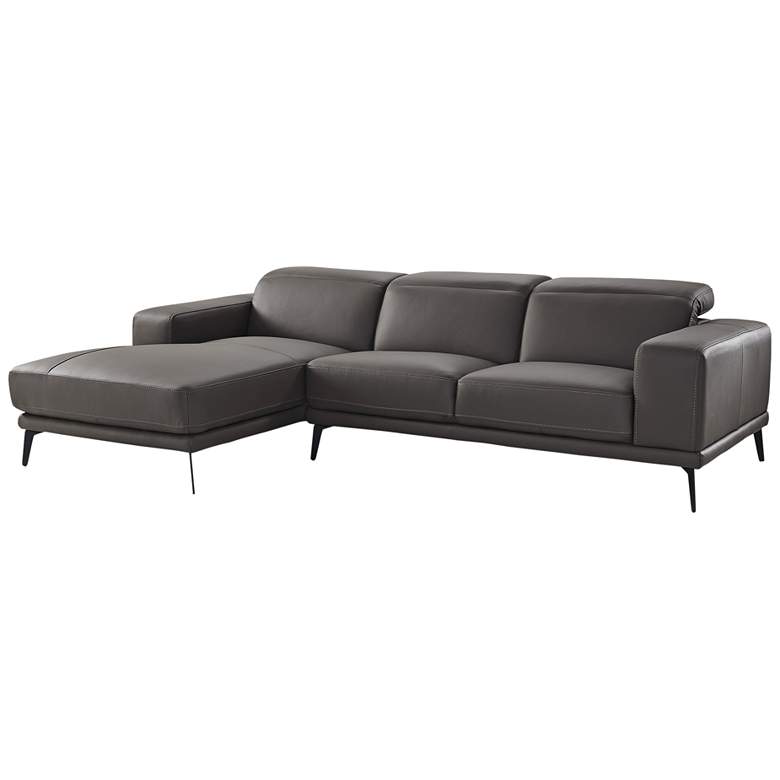 Image 1 Preston Dark Gray Leather Left-Arm Facing Chaise Sectional