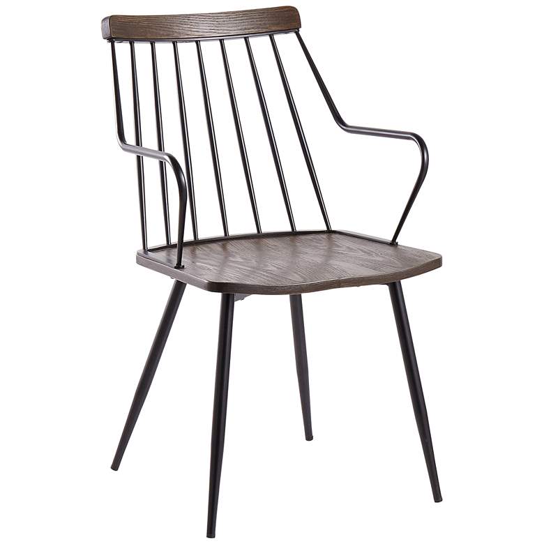 Image 1 Preston Dark Walnut Wood and Black Metal Dining Chair