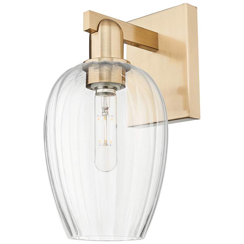 Image 1 Preston Flute 13 1/2"H Bronze Wall Sconce with Clear Glass