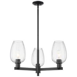 Preston Flute Arcadia 28"W Matte Black 3-Light Chandelier