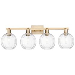 Preston Globe 34"W Bronze 4-Light Bath Light w/ Clear Shade
