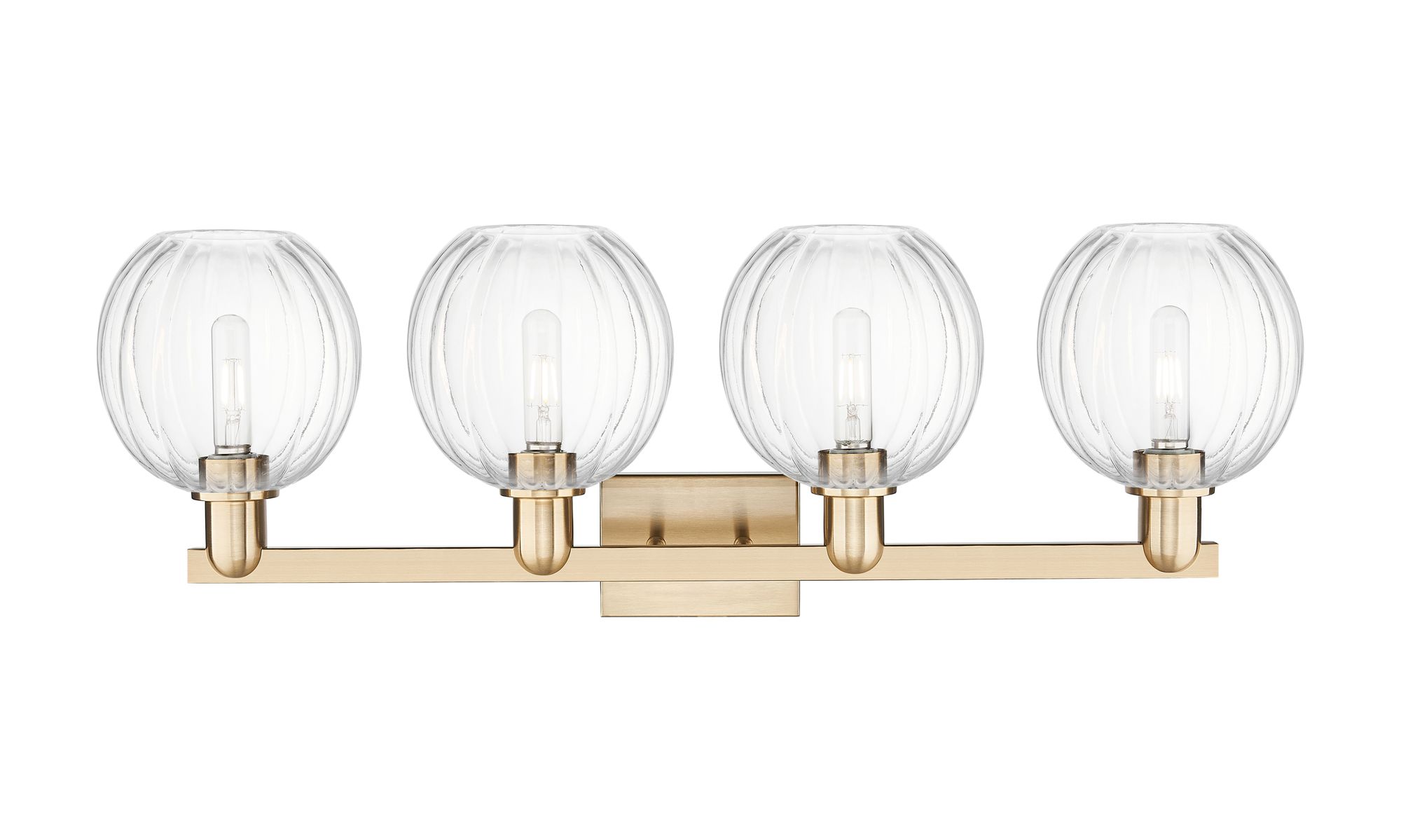 Image 2 Preston Globe 34"W Bronze 4-Light Bath Light w/ Clear Shade more views