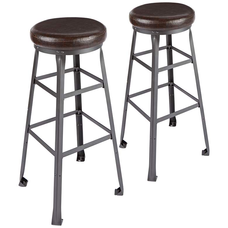 Image 1 Preston Industrial 32 inch Faux Leather Barstool Set of 2