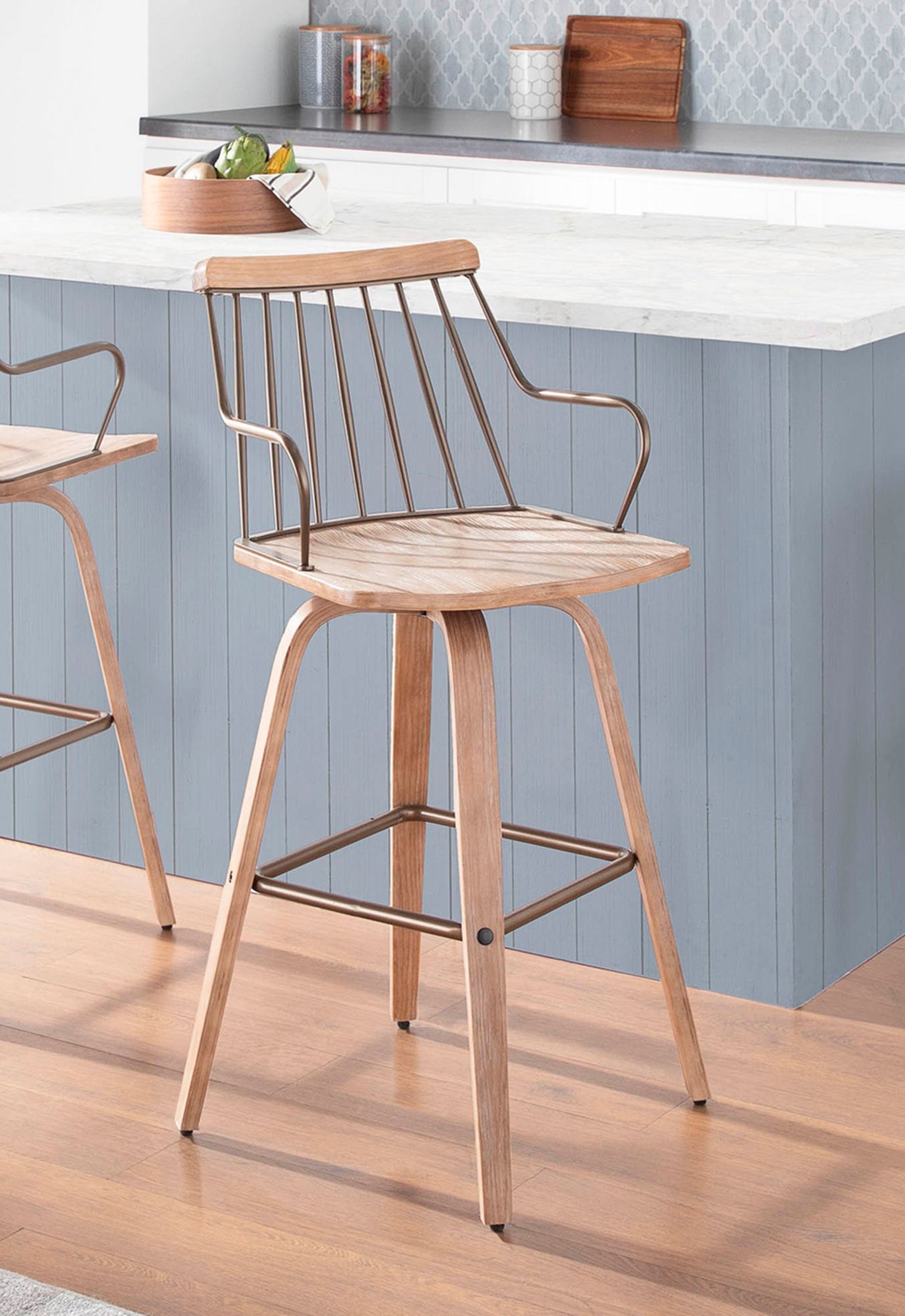 Wooden swivel bar stools with online back