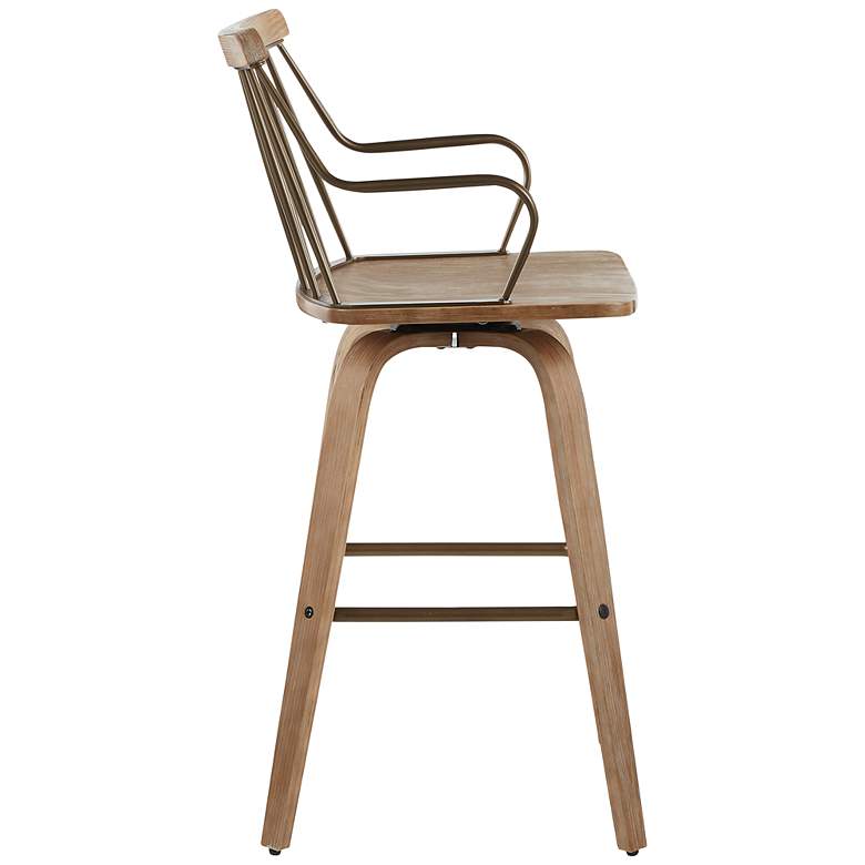 Image 6 Preston Spindle-Back 26" White-Washed Wood Swivel Seat Counter Stool more views
