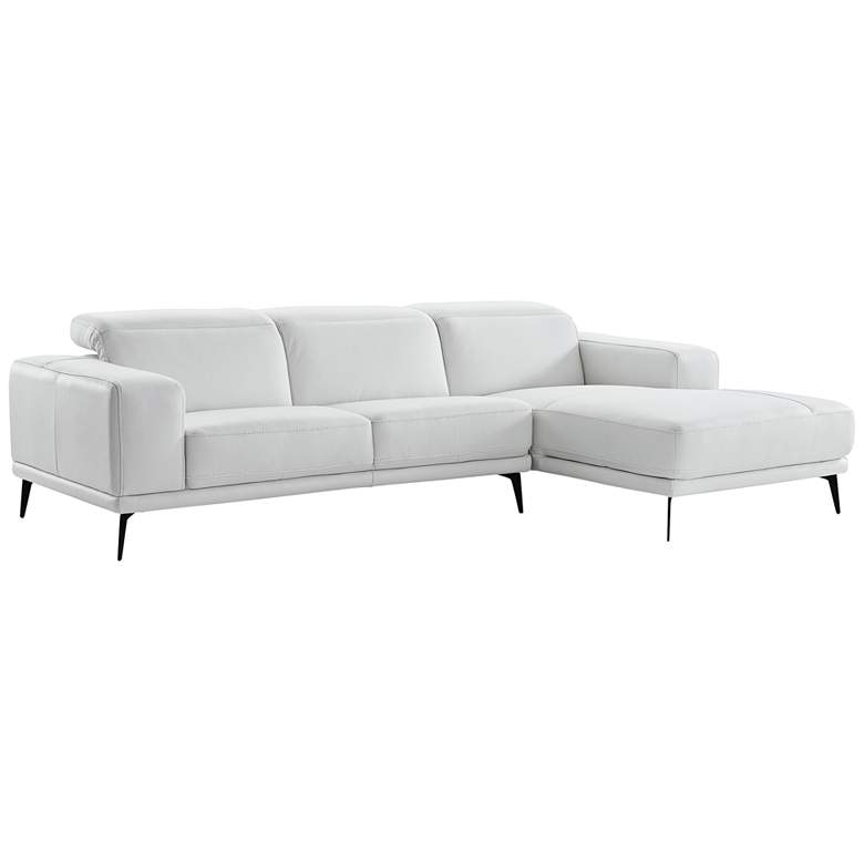 Image 1 Preston White Leather Right-Arm Facing Chaise Sectional