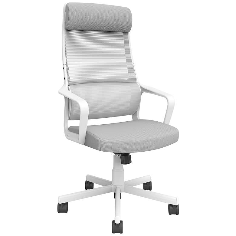Image 2 Prestor Gray Fabric Adjustable Swivel Office Chair