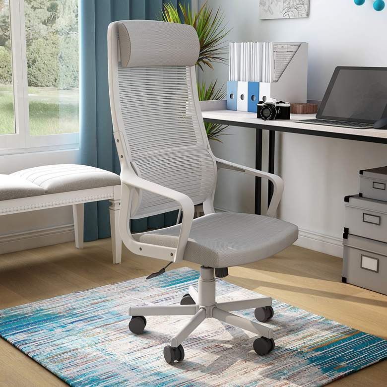 Image 1 Prestor Gray Fabric Adjustable Swivel Office Chair