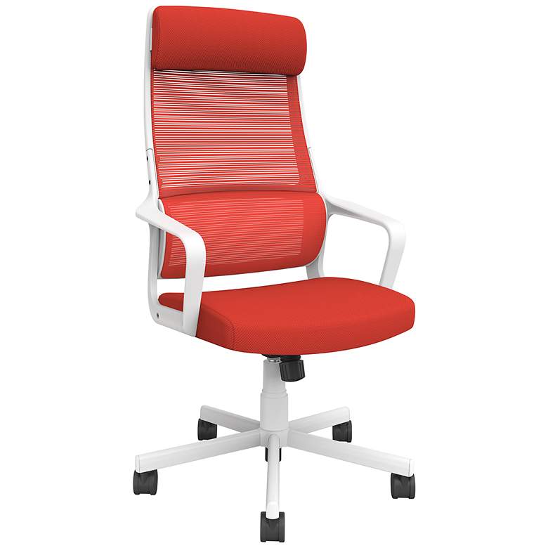 Image 2 Prestor Red Fabric Adjustable Swivel Office Chair