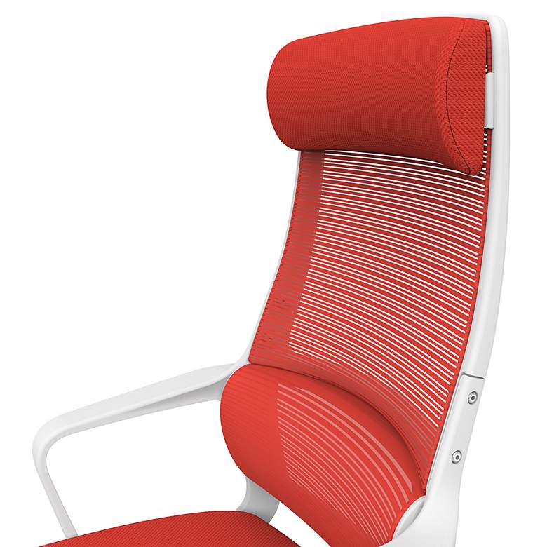 Image 3 Prestor Red Fabric Adjustable Swivel Office Chair more views