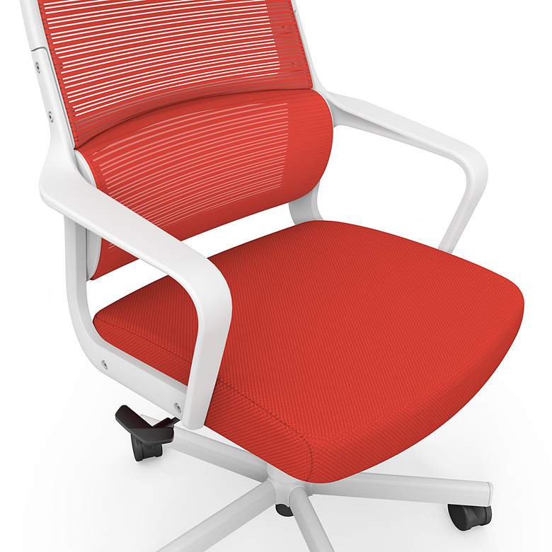 Image 5 Prestor Red Fabric Adjustable Swivel Office Chair more views