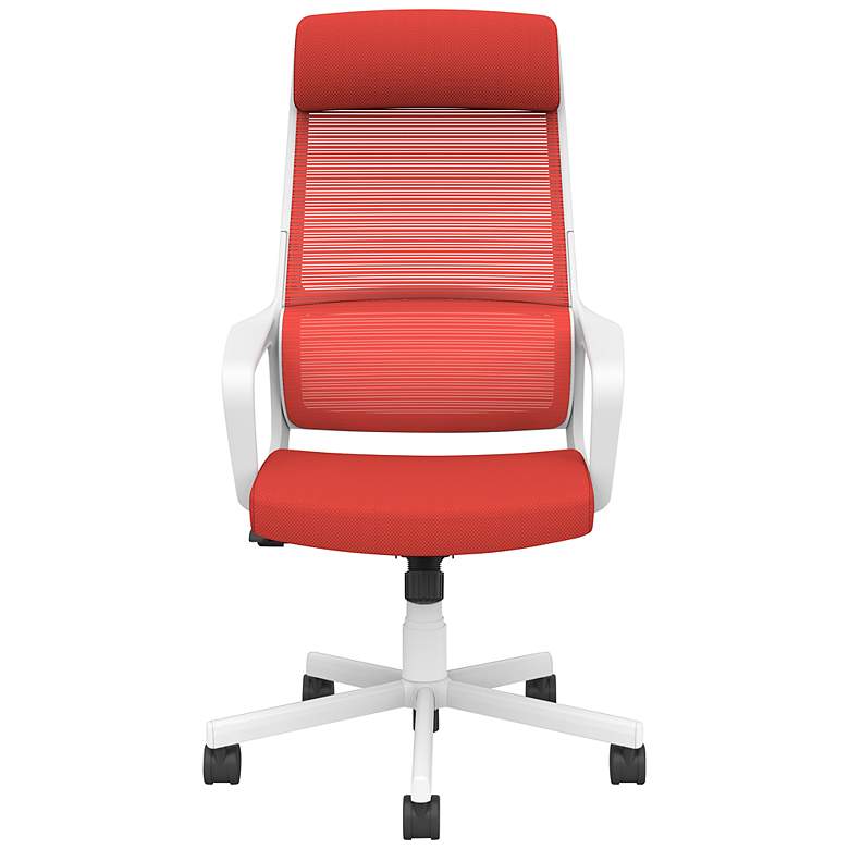 Image 7 Prestor Red Fabric Adjustable Swivel Office Chair more views