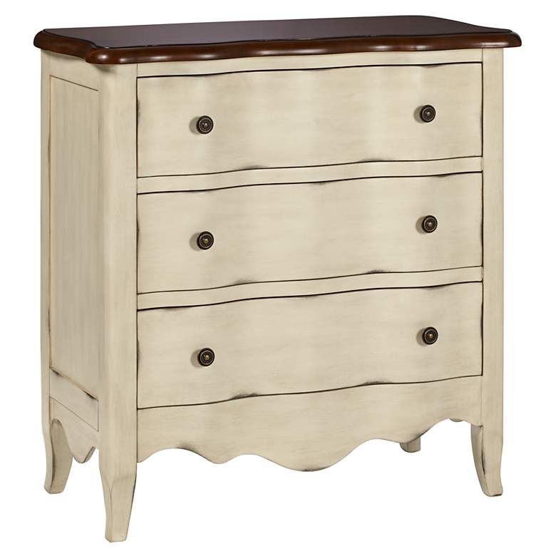 Image 1 Prestwick Antique White and Rich Brown 3-Drawer Accent Chest