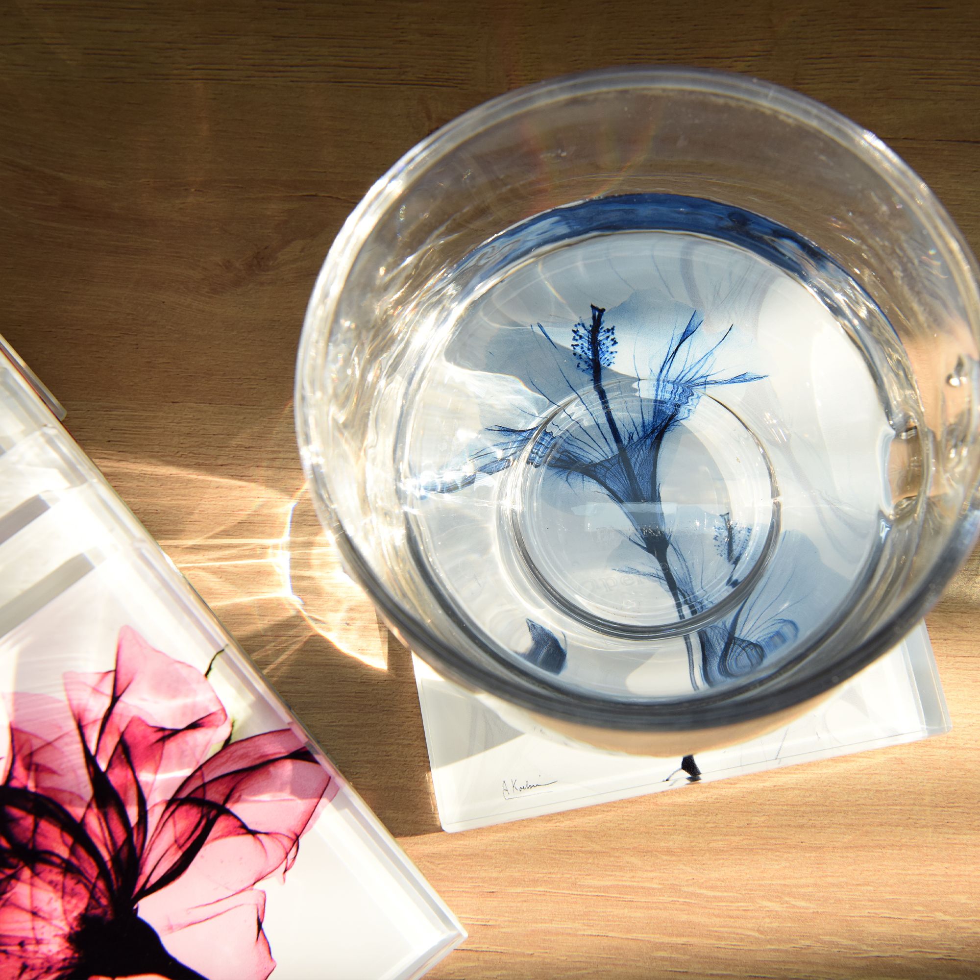 Image 3 Pretty Bouquet Glass 12-Piece Coasters with Cork Bottom more views