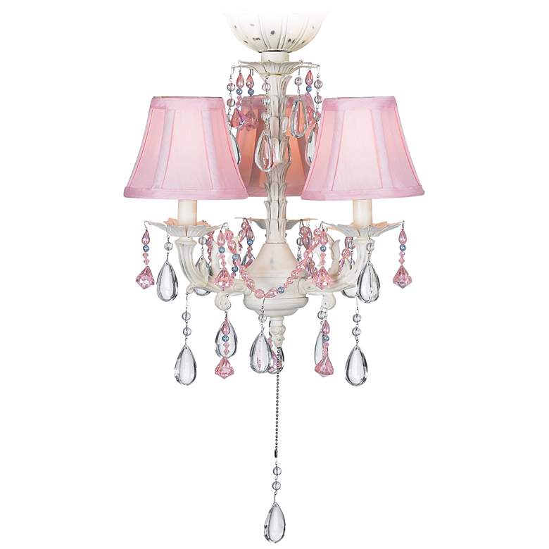 Image 1 Pretty-in-Pink Pull-Chain 3-Light LED Ceiling Fan Light Kit