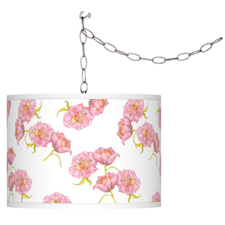 Image 1 Pretty Peonies Giclee Glow Plug-In Swag Pendant