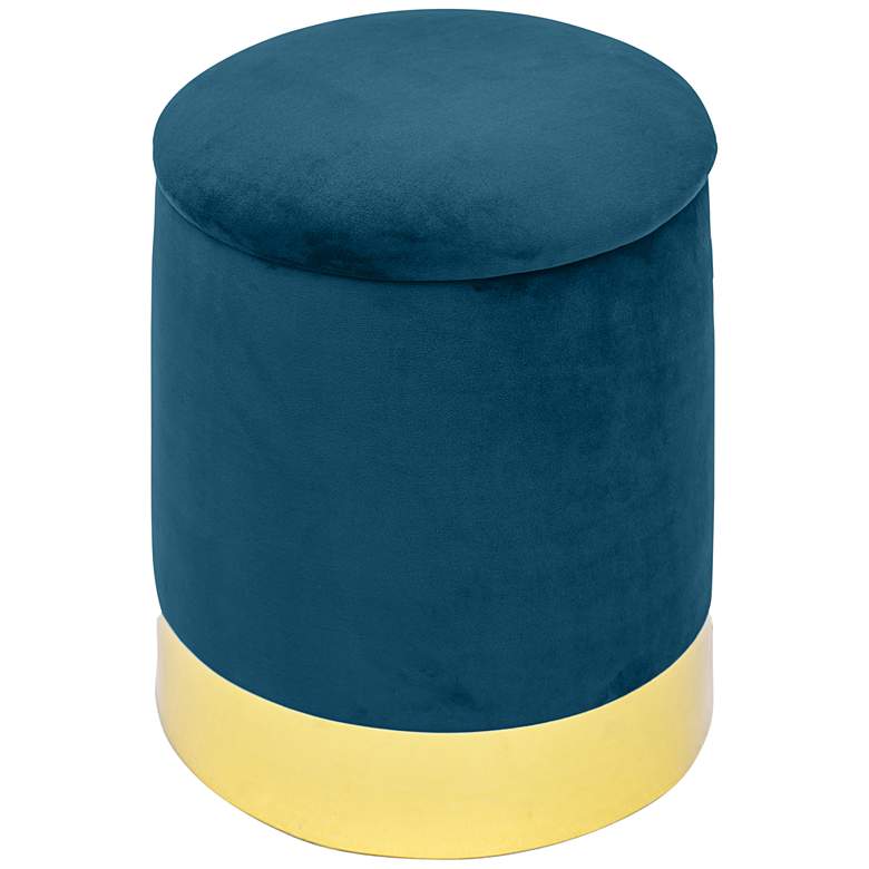 Image 1 Pri Navy Velvet Ottoman with Ample Storage