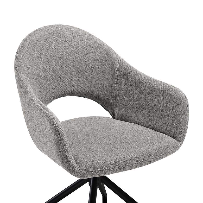 Image 3 Pria Set of 2 Swivel Dining Chairs in Gray Fabric with Black Metal Legs more views