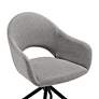 Pria Set of 2 Swivel Dining Chairs in Gray Fabric with Black Metal Legs