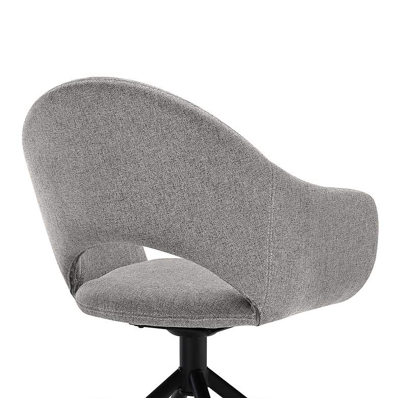 Image 4 Pria Set of 2 Swivel Dining Chairs in Gray Fabric with Black Metal Legs more views