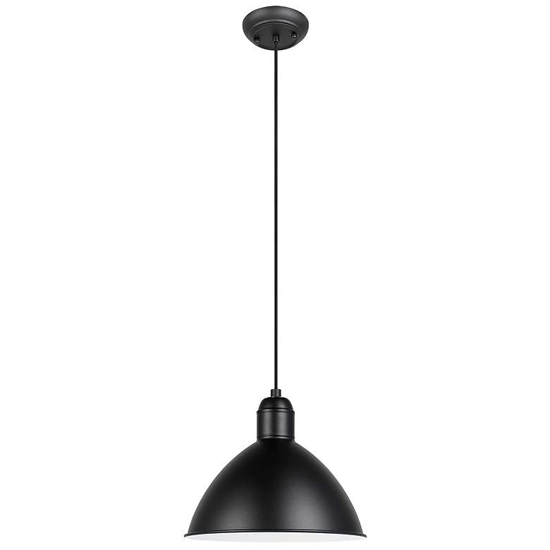 Image 1 Priddy 12 inch Wide Black Pendant With Black and White Metal Shade