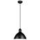 Priddy 12" Wide Black Pendant With Black and White Metal Shade