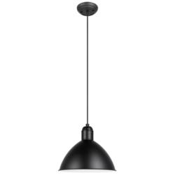 Priddy 12" Wide Black Pendant With Black and White Metal Shade