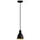 Priddy 2 - 1-Light Mini Pendant - Black Exterior and Gold Interior Shade