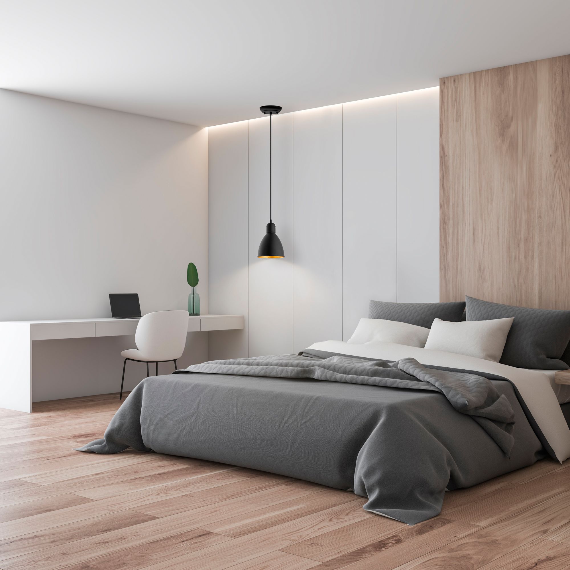 Priddy 2 - 1-Light Mini Pendant - Black Exterior and Gold Interior Shade