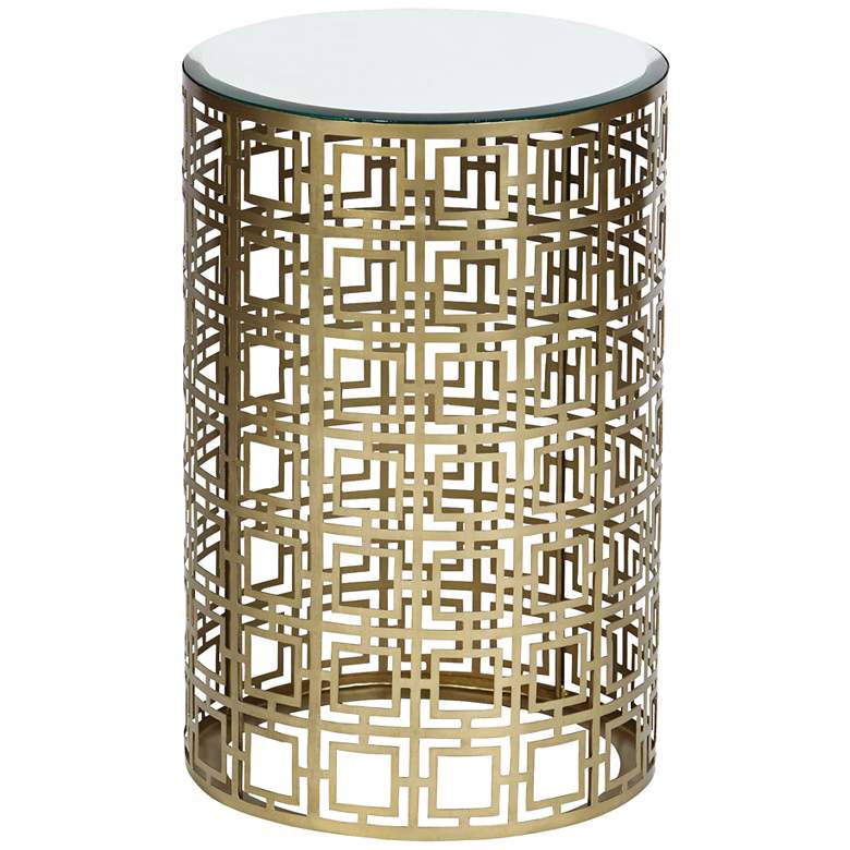 Image 1 Prima Brass Accent Table with Geometric Pattern