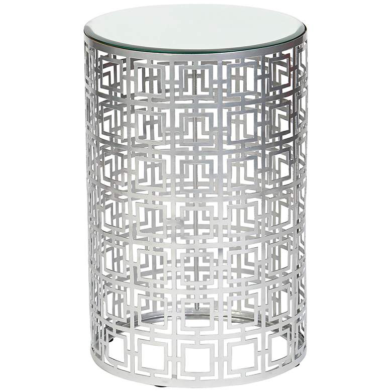 Image 1 Prima Nickel Accent Table with Geometric Pattern