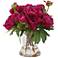 Prima Peony Bouquet 13" Wide Faux Flowers in Clear Glass Vase