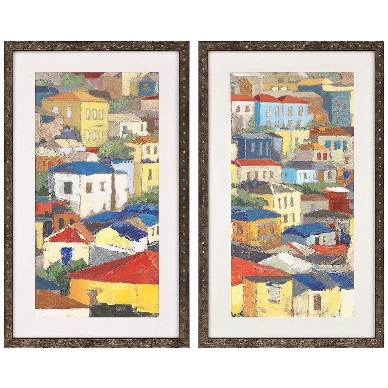 Image 1 Primary Rooftops 22"W x 37"H Framed Art Set of 2