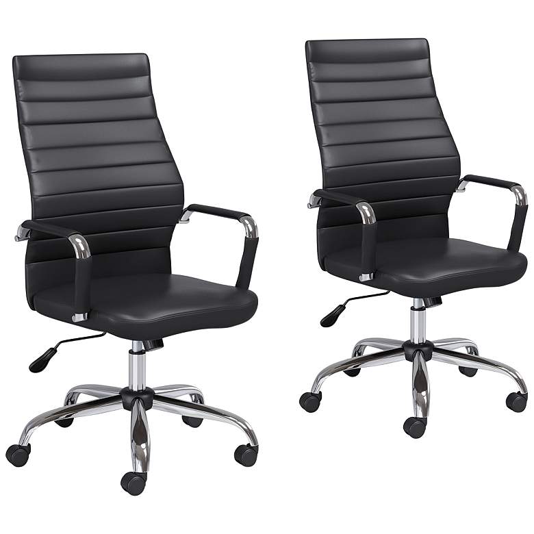 Image 1 Primero Black Faux Leather Adjustable Office Chairs Set of 2